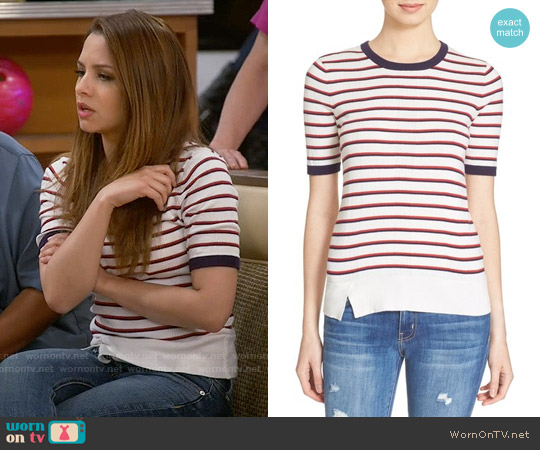 Equipment Brienne Stripe Knit Tee worn by Sofia Rodriguez (Aimee Carrero) on Young and Hungry