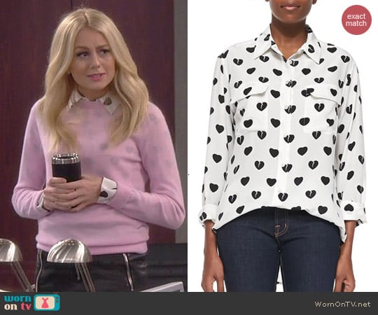 Equipment Broken Hearts Signature Blouse worn by Justine Lupe on Cristela