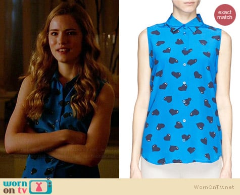 Equipment Colleen Heart Print Shirt worn by Willa Fitzgerald on Royal Pains