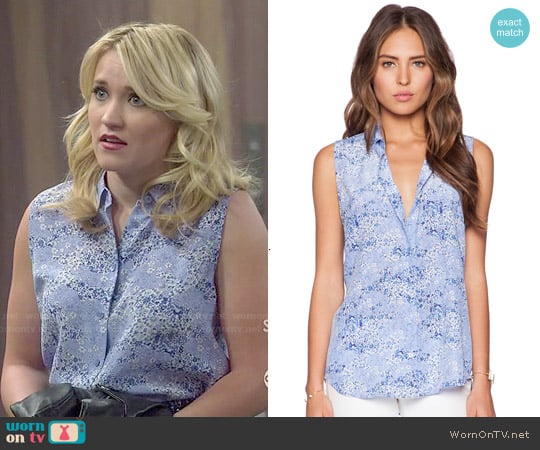 Equipment Colleen Top in Amparo Blue worn by Gabi Diamond (Emily Osment) on Young and Hungry