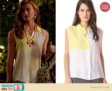 Equipment Diem Colorblock Blouse worn by Brooke D'Orsay on Royal Pains