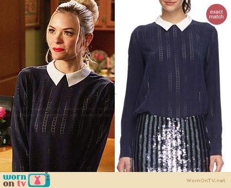 Equipment Grace Laser Cut Silk Shirt worn by Jaime King on Hart of Dixie