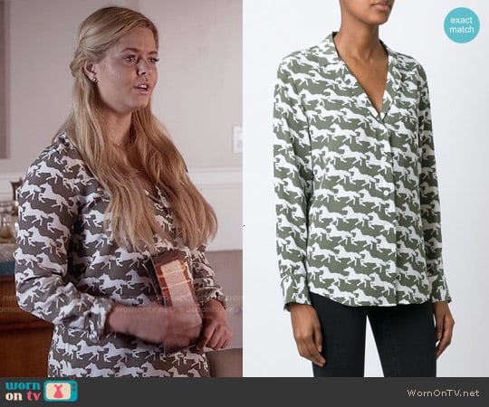 Equipment Keira Horse Print Shirt in Khaki worn by Alison DiLaurentis (Sasha Pieterse) on Pretty Little Liars