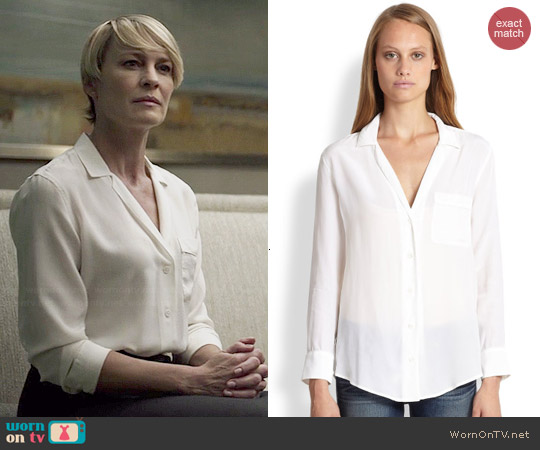 Equipment Keira Silk PJ Shirt worn by Claire Underwood (Robin Wright) on House of Cards