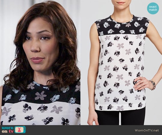 Equipment Kyle Floral Top worn by Angela Montenegro (Michaela Conlin) on Bones