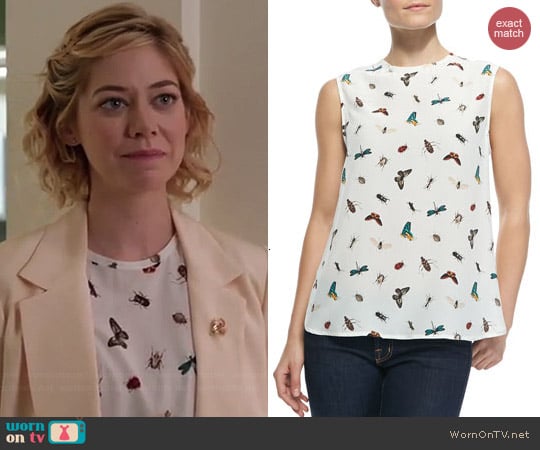 Equipment Kyle Top in Nature White worn by Analeigh Tipton on Manhattan Love Story