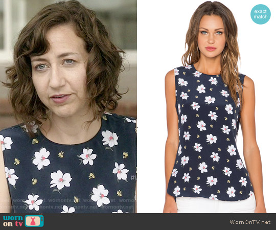 Equipment 'Lyle' Top in Cactus Floral worn by Carol Pilbasian (Kristen Schaal) on Last Man On Earth