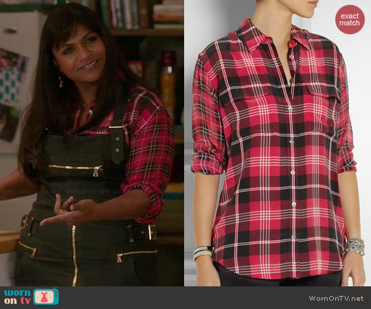 Equipment Slim Signature Plaid Shirt worn by Mindy Kaling on The Mindy Project