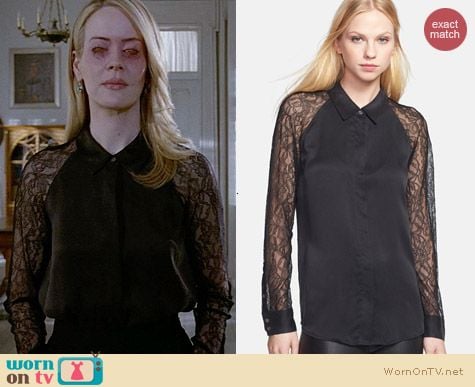 Equipment Quinn Lace & Silk Shirt worn by Sarah Paulson on AHS Coven