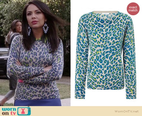 Equipment Shane Leopard Spot Cashmere Sweater worn by Janel Parrish on PLL