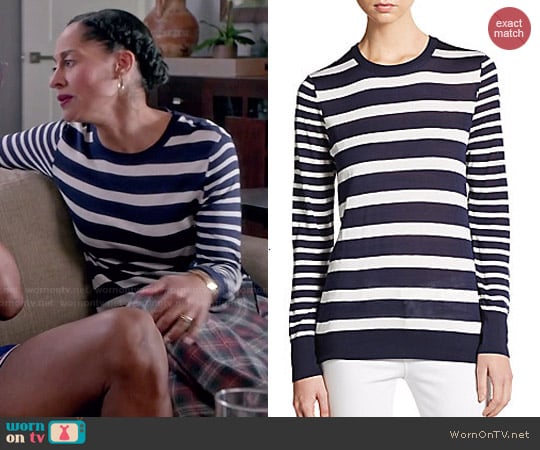 Equipment 'Shane' Nautical Stripe Sweater worn by Rainbow Johnson (Tracee Ellis Ross) on Black-ish