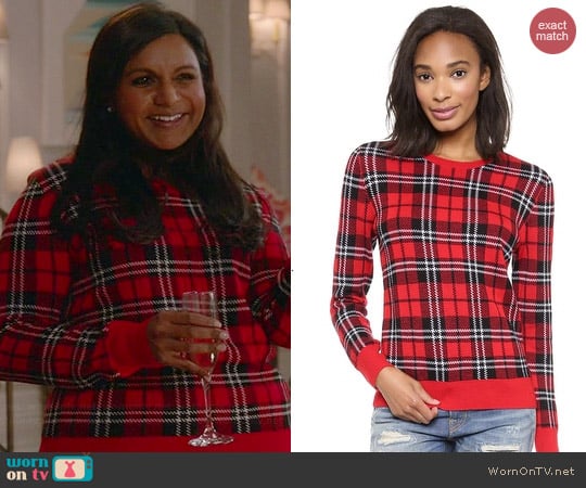 Equipment Shane Sweater in Strawberry Plaid worn by Mindy Kaling on The Mindy Project