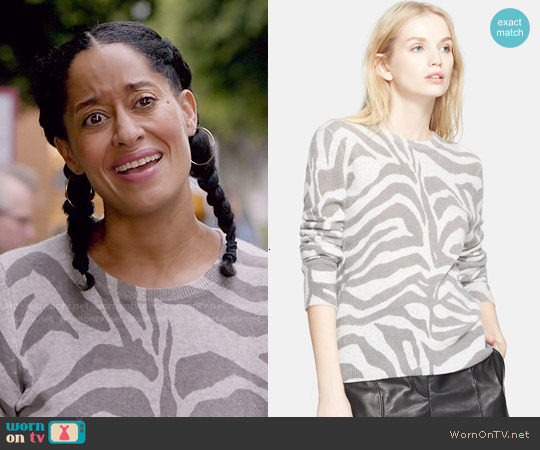 Equipment Shane Zebra Sweater worn by Rainbow Johnson (Tracee Ellis Ross) on Black-ish