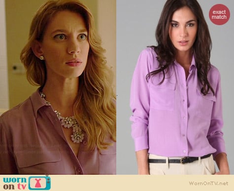 Equipment Signature Blouse in Violet worn by Yael Grobglas on Jane the Virgin