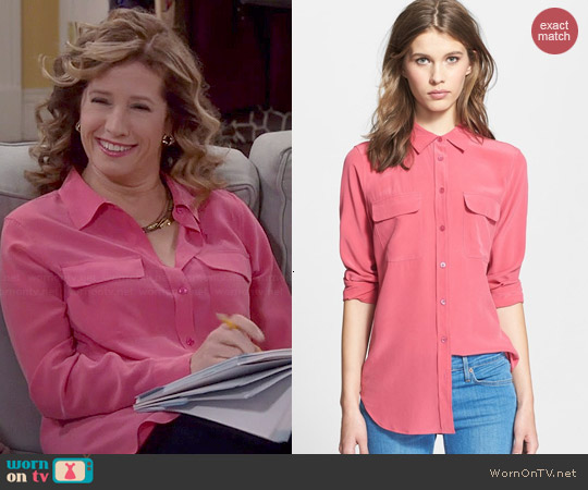 Equipment Signature Blouse in Pink worn by Nancy Travis on Last Man Standing