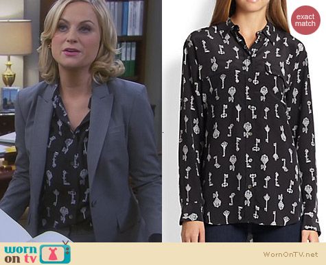 Equipment Signature Key Print Shirt worn by Amy Poehler on Parks and Recreation