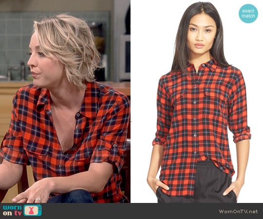 Equipment 'Slim Signature' Plaid Silk Shirt worn by Penny Hofstadter (Kaley Cuoco) on The Big Bang Theory