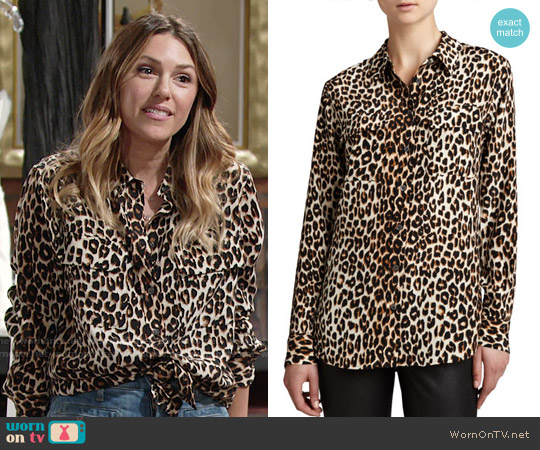 Equipment Signature Leopard-Print Slim Blouse worn by Chloe Mitchell (Elizabeth Hendrickson) on The Young and the Restless