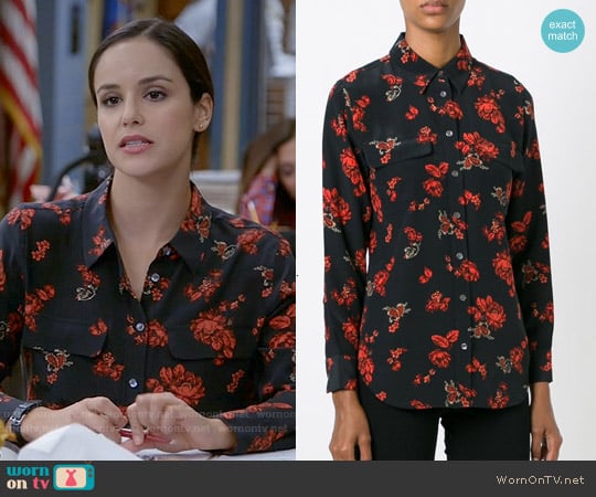 Equipment Slim Signature Floral Blouse worn by Amy Santiago (Melissa Fumero) on Brooklyn Nine-Nine