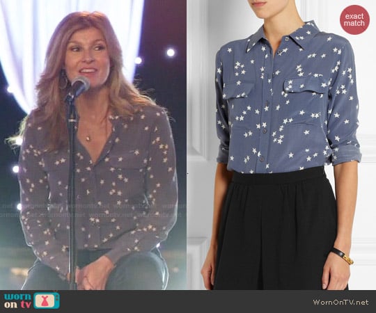 Equipment Slim Signature printed washed-silk shirt worn by Rayna Jaymes (Connie Britton) on Nashville