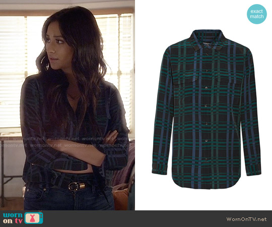 Equipment Signature Blouse in Ink worn by Emily Fields (Shay Mitchell) on Pretty Little Liars