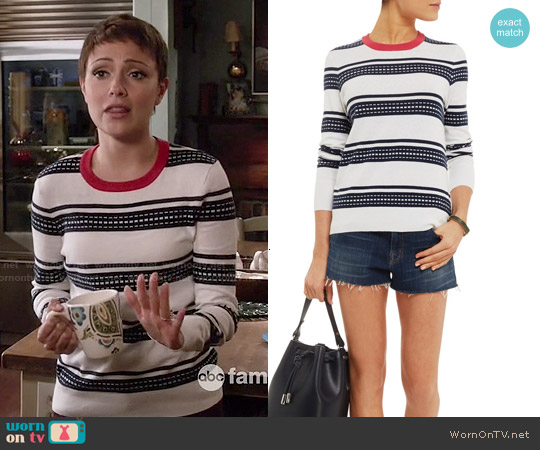 Equipment Striped Cotton Cashmere Sweater worn by April Carver (Italia Ricci) on Chasing Life