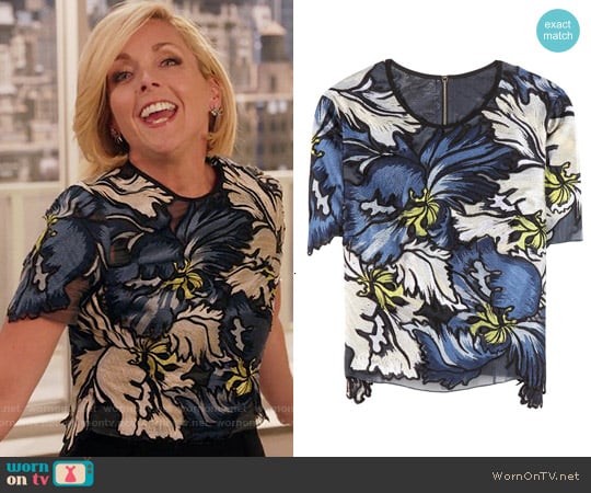 Erdem Emiko Embroidered Top worn by Jacqueline Voorhees (Jane Krakowski) on Unbreakable Kimmy Schmidt