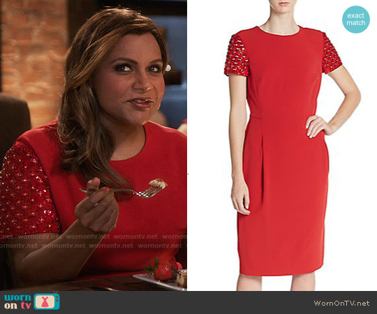 Escada Beaded Sheath Dress worn by Mindy Lahiri (Mindy Kaling) on The Mindy Project