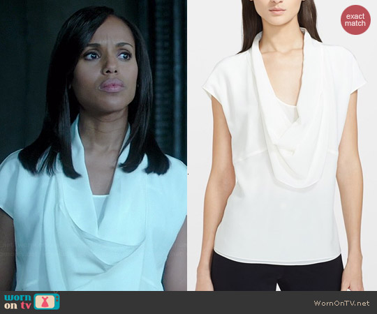 Escada Draped Silk Tee worn by Kerry Washington on Scandal