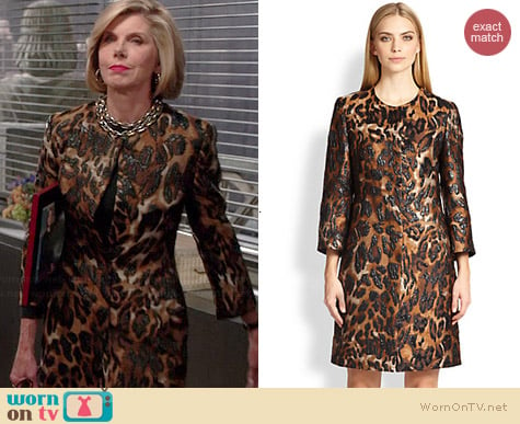 Escada Leopard Jacquard Coat worn by Christine Baranski on The Good Wife