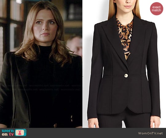 Escada Paneled One Button Wool Jacket worn by Stana Katic on Castle