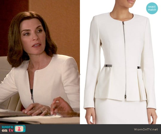 Escada Wool Zip-Front Peplum Jacket worn by Alicia Florrick (Julianna Margulies) on The Good Wife