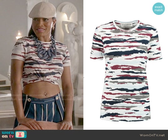 Etre Cecile Camo Printed T-shirt worn by Zayday Williams (Keke Palmer) on Scream Queens