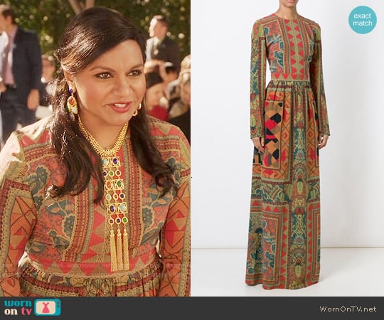 Etro Long Mixed Print Dress worn by Mindy Lahiri (Mindy Kaling) on The Mindy Project