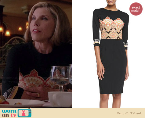 Etro Paisley Bodice Dress worn by Christine Baranski on The Good Wife