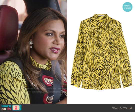 Etro Printed Silk Shirt worn by Mindy Lahiri (Mindy Kaling) on The Mindy Project