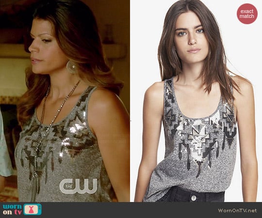 Express Aztec Sequin Tank worn by Andrea Navedo on Jane the Virgin