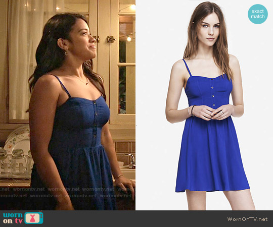 Express Blue Cami Sundress worn by Jane Villanueva (Gina Rodriguez) on Jane the Virgin