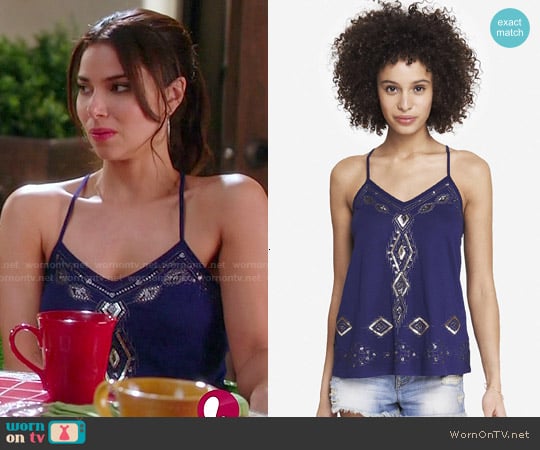 Express Embellished Racerback Trapeze Cami worn by Carmen Luna (Roselyn Sanchez) on Devious Maids