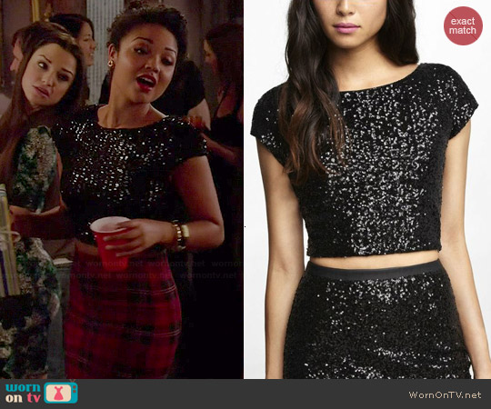 Express Sequin Crop Top worn by Aisha Dee on Chasing Life