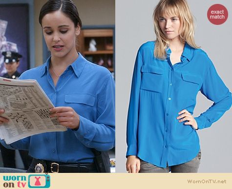 Fashion of Brooklyn 99: Equipment Signature Shirt in Klein Blue worn by Melissa Fumero