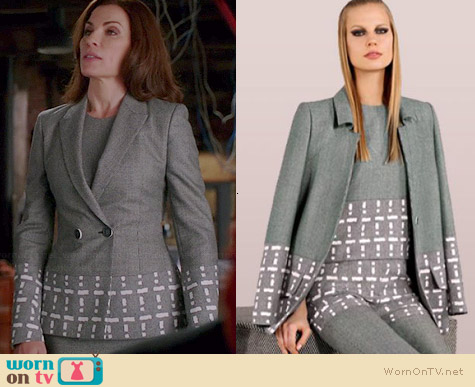 Fendi Fall 2014 Collection Geometric Print Blazer worn by Julianna Margulies on The Good Wife