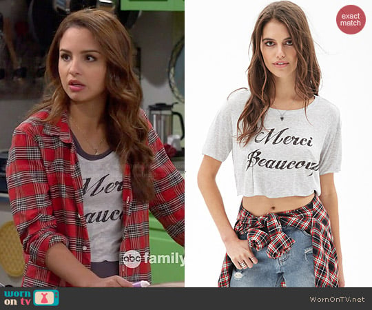 Forever 21 Merci Beaucoup Crop Top worn by Sofia Rodriguez (Aimee Carrero) on Young and Hungry