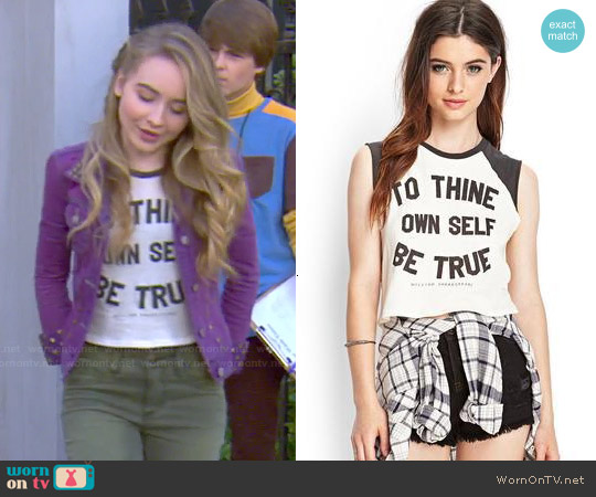 Forever 21 Be True Cutoff Tee worn by Maya Hart (Sabrina Carpenter) on Girl Meets World