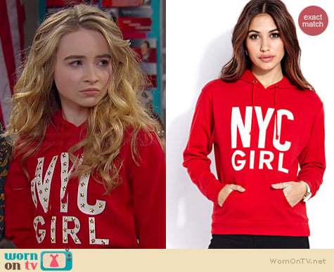 Forever 21 Big City Girl Hoodie worn by Sabrina Carpenter on Girl Meets World