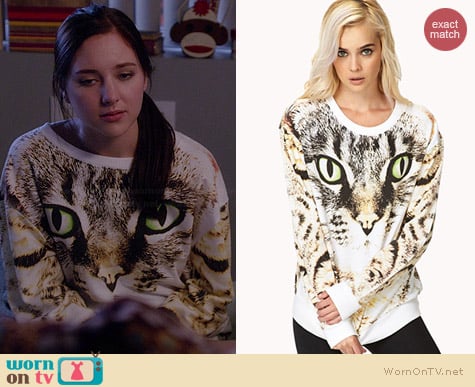 Forever 21 Bold Cat Sweatshirt worn by Haley Ramm on Chasing Life