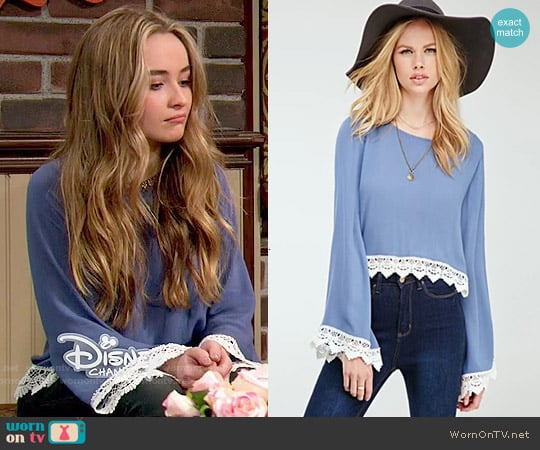 Forever 21 Crochet-Trimmed Bell Sleeve Top worn by Maya Hart (Sabrina Carpenter) on Girl Meets World