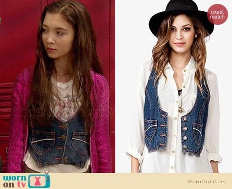 Forever 21 Cropped Denim Vest worn by Rowan Blanchard on Girl Meets World