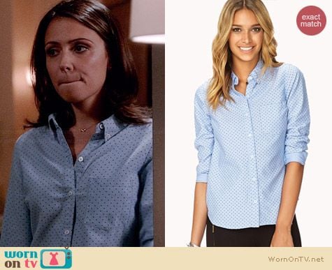 Forever 21 Essential Polka Dot Oxford Shirt worn by Italia Ricci on Chasing Life