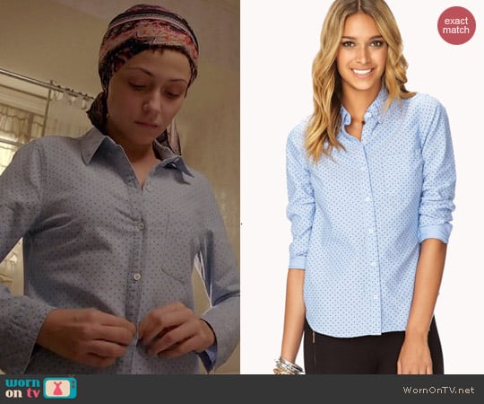 Forever 21 Essential Polka Dot Oxford Shirt worn by Italia Ricci on Chasing Life